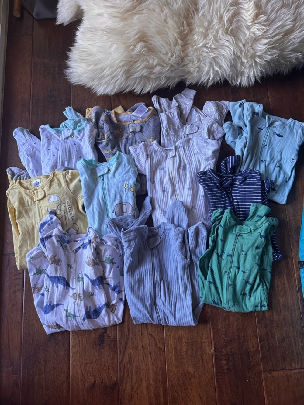 Lot of 13 baby boy pajamas footies 3-6 months 6M Carters Burt’s Bees Gap clothes